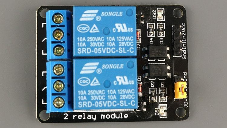 Relay control pins VCC GND IN1 IN2